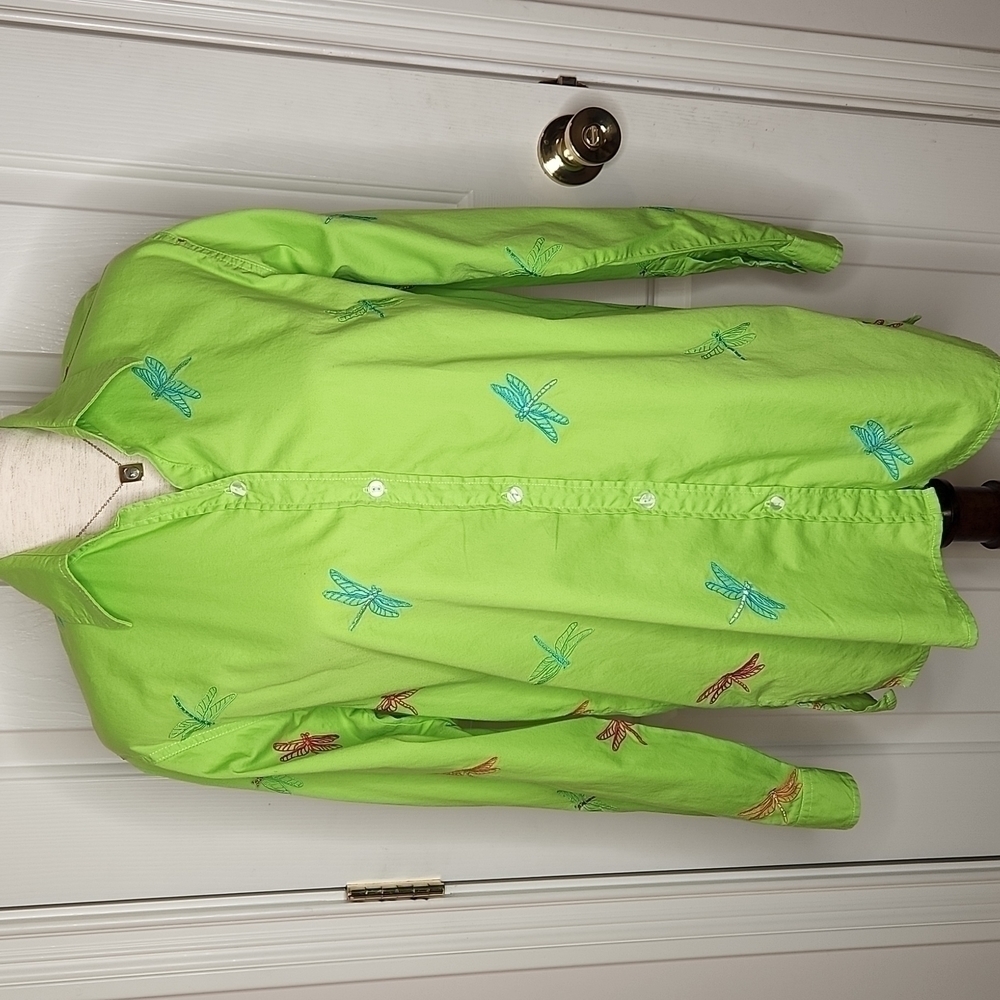 Vintage Patchington Green Dragonfly Top Size M